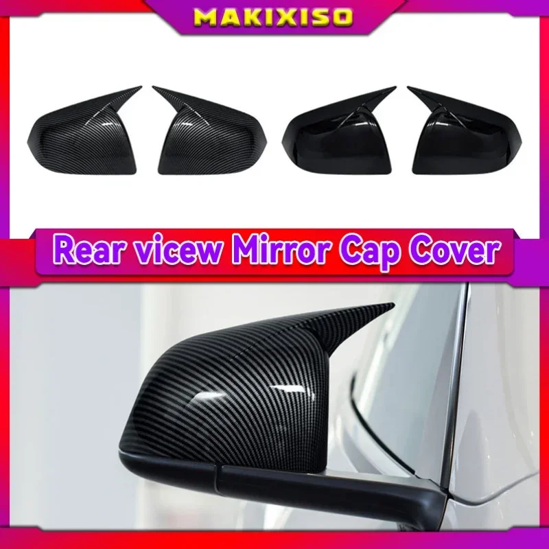 

For 2021 Tesla Model Y Car Rearview Mirror Cover Shell Carbon Fiber Horn Mirror Cover Car Exterior Modification Decoration