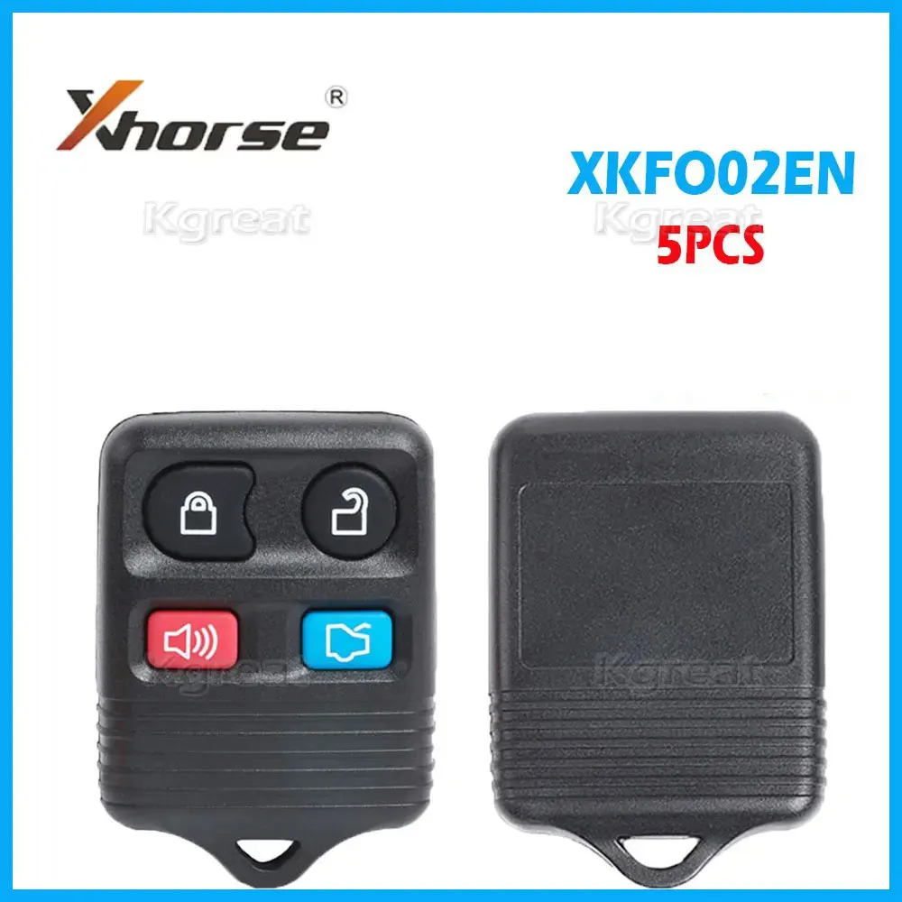 Xhorse-سلك عالمي مفتاح بعيد ، 4 أزرار ، VVDI مفتاح السيارة عن بعد لفورد ، أداة مفتاح صغيرة ، VVDI2 ، النسخة الإنجليزية ، XKFO02EN ، 5 قطعة