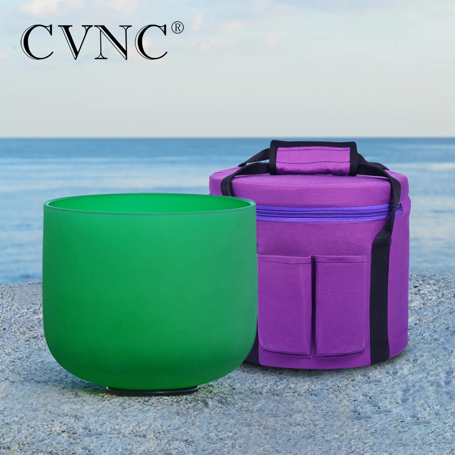 

CVNC 8" F Note Heart Green Colored Frosted Quartz Crystal Singing Bowl for sound healing and meditation with carry bag