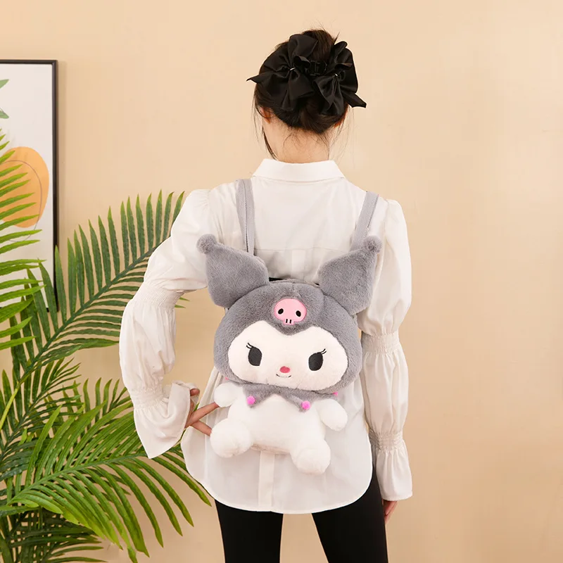 2023 Anime Sanrio Cinnamoroll Kuromi Melody Plush Doll Kawaii Backpack Girl New Cute Shoulder Bag Ornament Child Birthday Gift