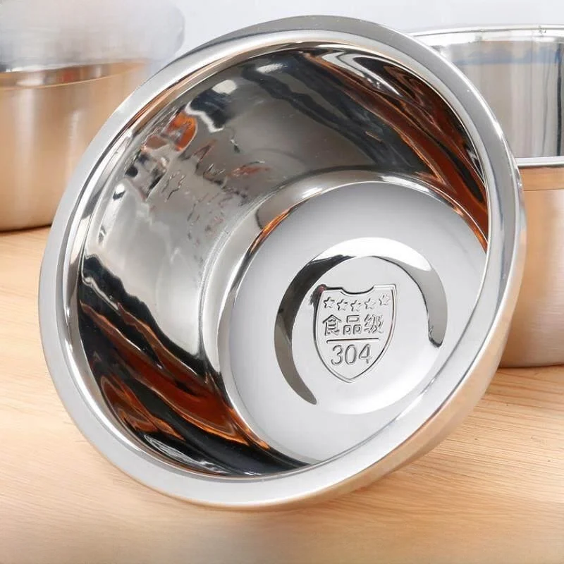 

Stainless Steel Thickened Large Soup Bowl for Home Use Instant Noodles Bowl Egg Beating round Bowl Deeper Food Grade Big Bowl