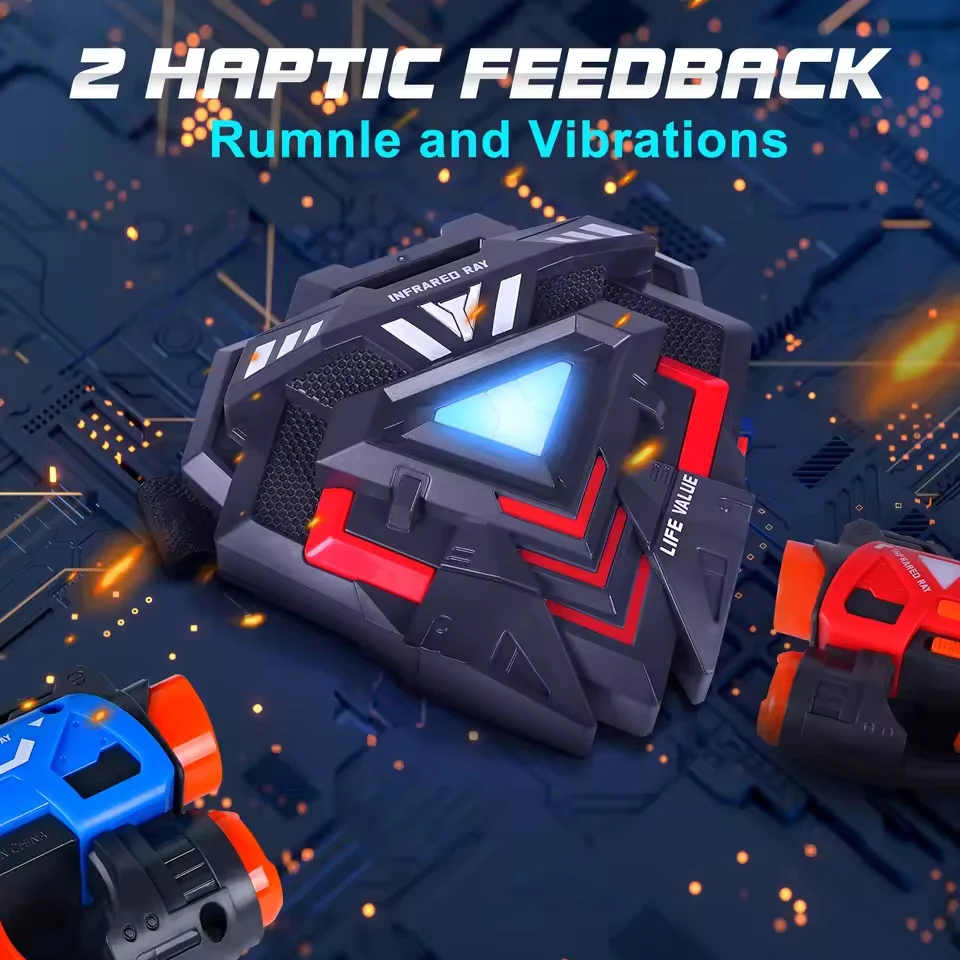 CSTAG 2인용 레이저 건 세트 장난감 크리스마스 선물 소년용 미니 권총 사격 게임 실내외 장난감 어린이 팀 파티 놀이 재미