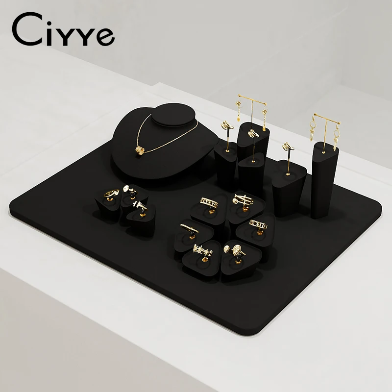 Ciyye Black High End Jewelry Display Props for Rings Earring Necklace Inverted Triangle Jewelry Display Stand Counter Exhibition