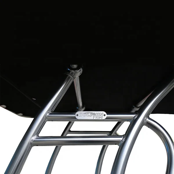 Factory Pro2 Center Console Boat T Top Anodized Aluminum Frame With Black Canopy Boat Bimini Top