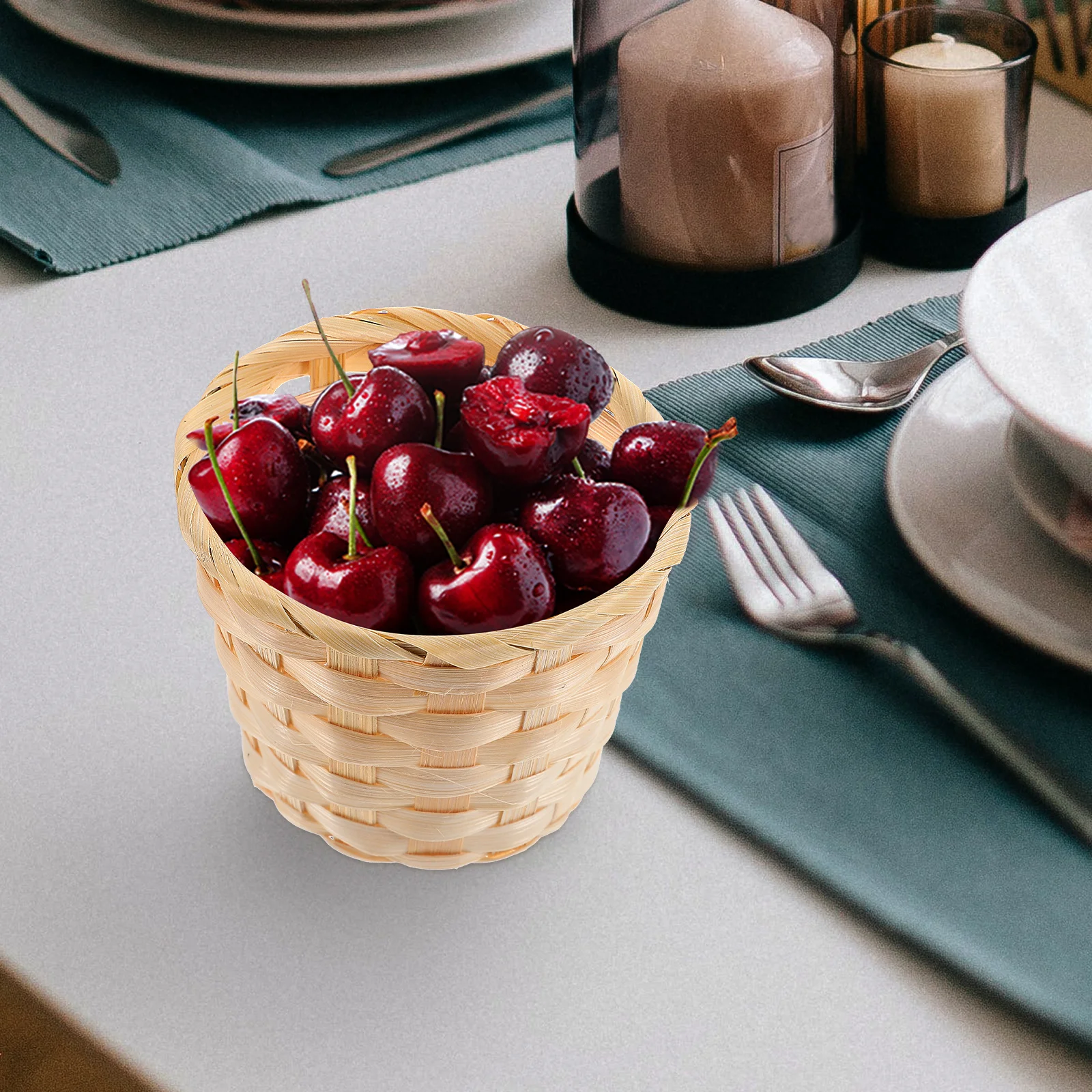 

12Pcs Wood Woven Desktop Basket Hand-Made Storage Organizer for Sundries Home Storage Wood Woven Basket Sundries Organizer