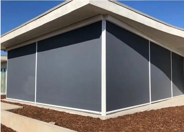 Motorized Outdoor Patio Shades Roll up Blinds for Porch Waterproof Work Smart Motor Remote Control Screen Sun