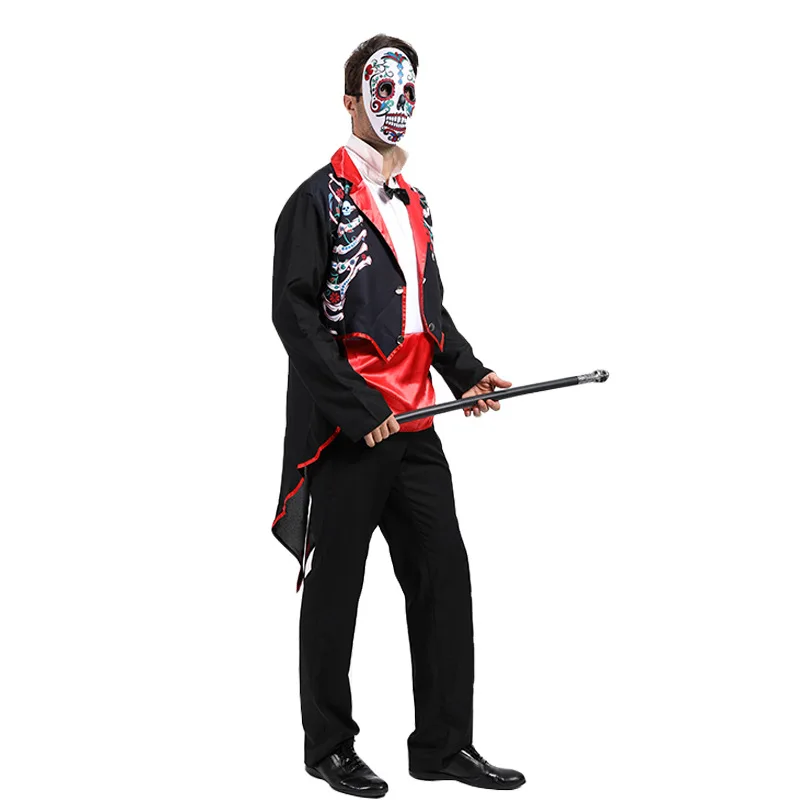 Man Day Of The Dead Scary Cosplay Halloween Skeleton Ghost Costumes Carnival Purim Parade Nightclub Bar Role Playing Party Dress