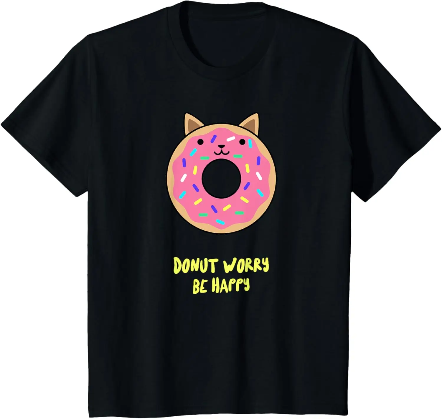 

Kawaii Japanese Anime Pink Sprinkle Cat Donut T-Shirt Kids Funny Cotton Casual Graphic T Shirts Camisas Streetwear