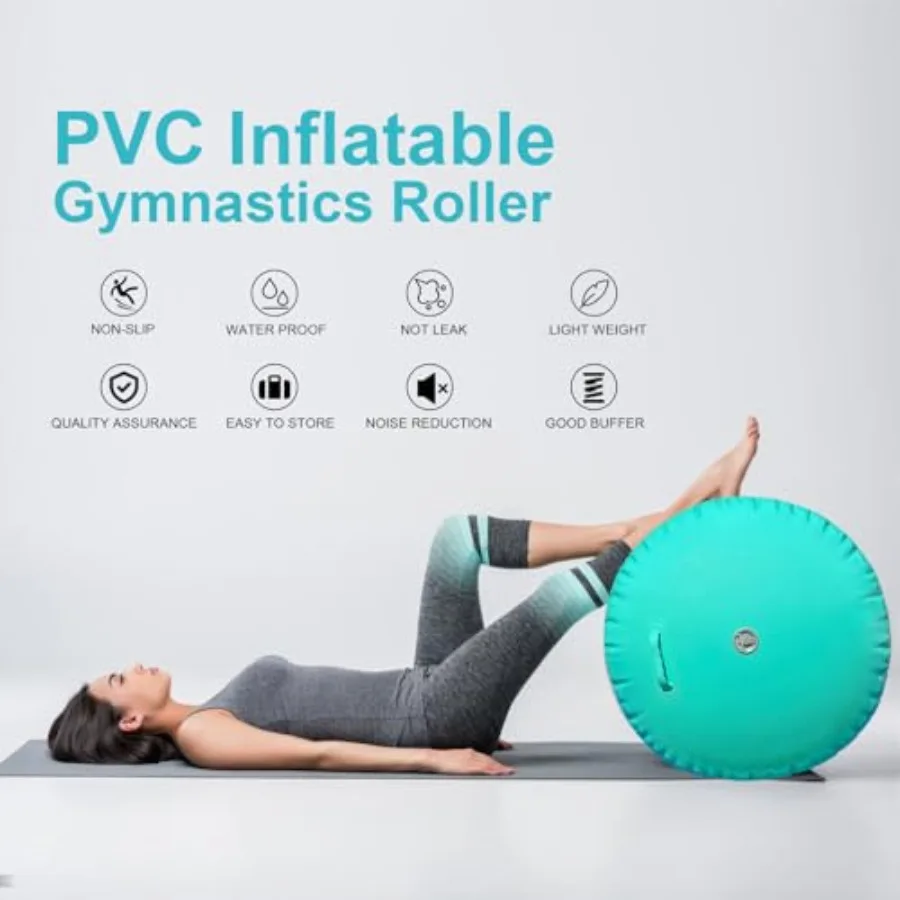 Air Roller Gymnastics Barrel for cheerleading and home practice inflatable PVC material blue color lightweight and portable wit