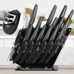 Kitchen Knives 18 PCS High Carbon Stainless Steel Sharp Serrated Steak Knives Set Chef Knives Bread Knife Scissor Sharpener