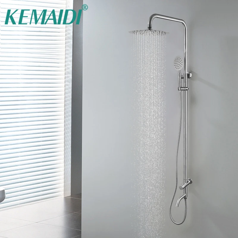 

KEMAIDI Brushed Nickel Shower Faucet Stainless Steel Shower Set Rainfall Shower Mixer 2-way Shower Kits Only Cold Water Tap