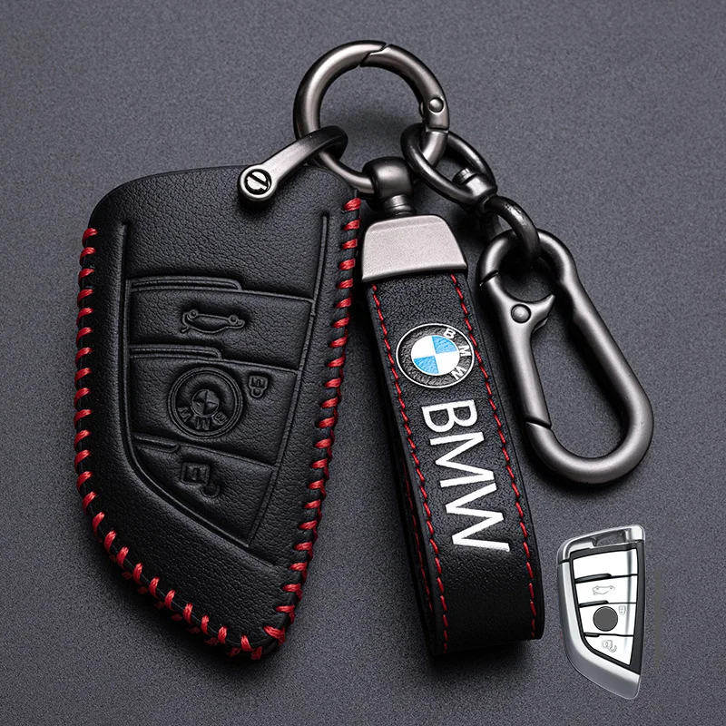 Leather Car Key Case Cover For BMW F20 G20 G30 X1 X3 X4 X5 G05 X6 X7 F48 G11 F15 F16 G01 G02 Car Key Shell Keychain Accessories