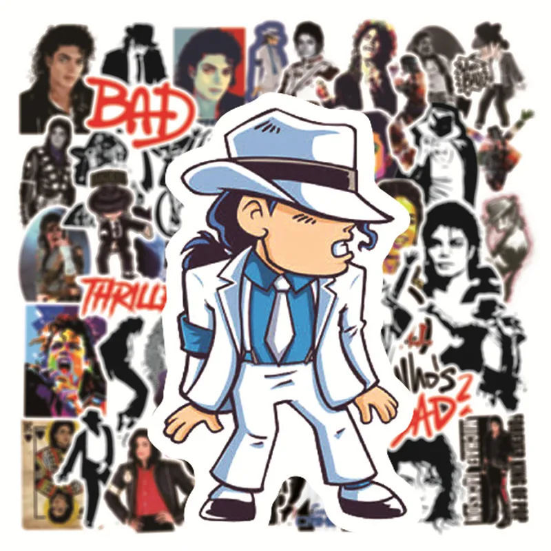 50Pcs Rock King Michael Jackson Graffiti Stickers For Water Cup Luggage Notebook Laptop Fridge DIY Decoration