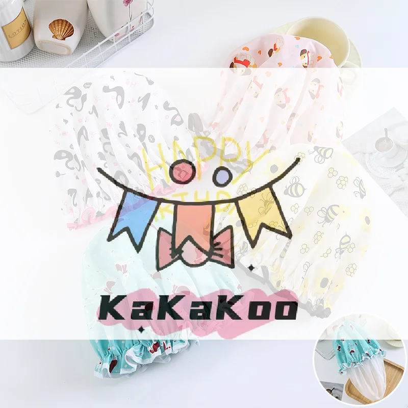 

Двухслойная шапочка для душа с цветочным узором, водонепроницаемая многоразовая шапочка для ванны с принтом для женщин, женская спа-салон, домашнее путешествие, использование