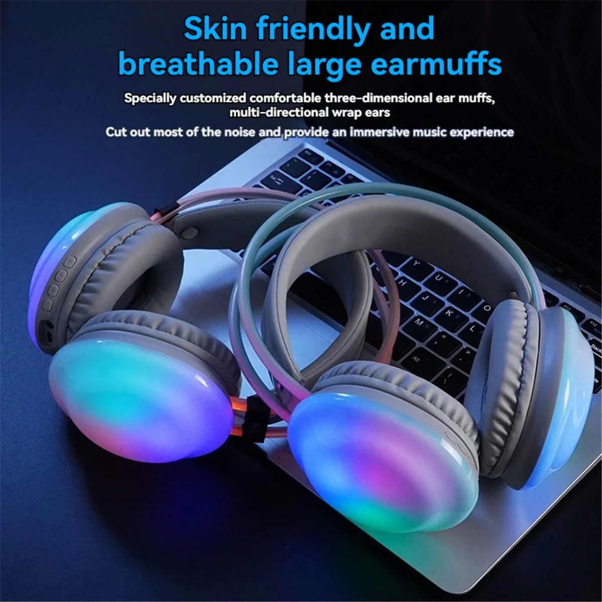 

Игровые наушники ATP-RGB, беспроводные Bluetooth-наушники E, спортивная игровая гарнитура, компьютерные наушники с динамическим освещением, черные