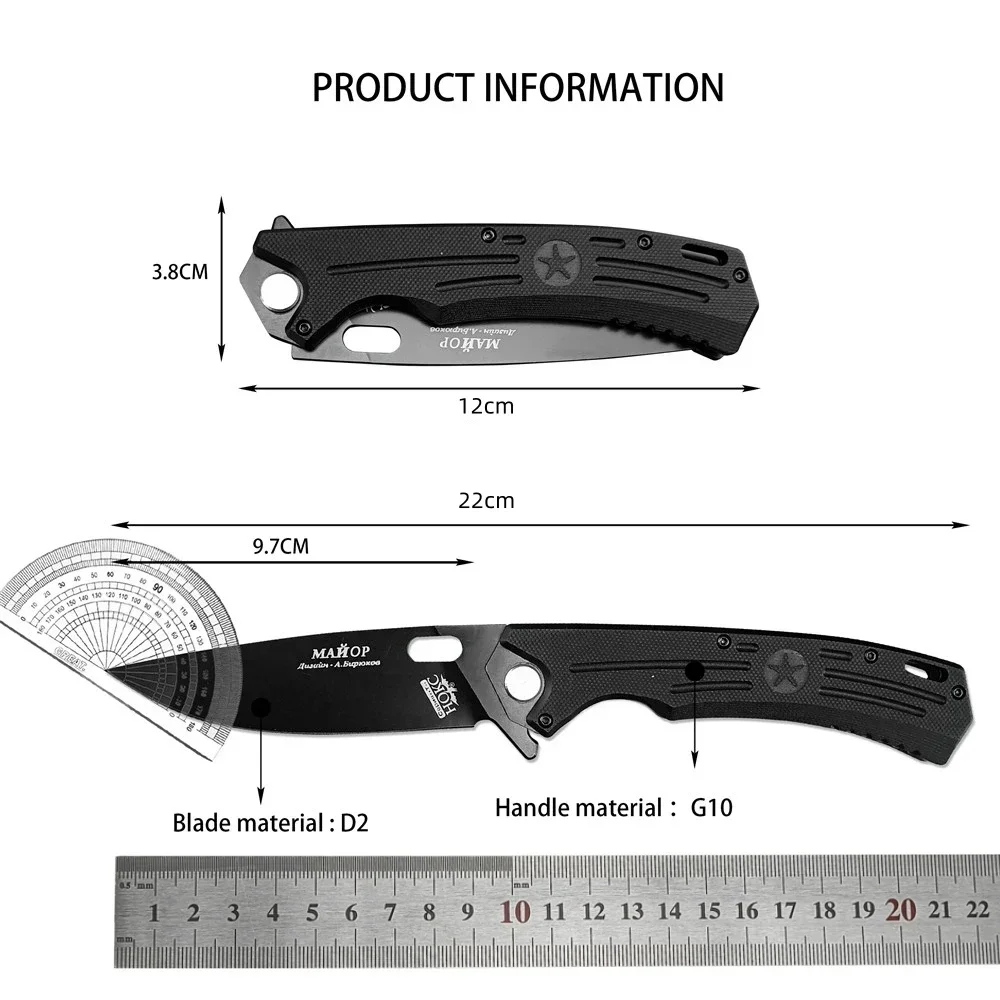 High QUality Russian HOKC Folding Knife D2 Blade G10 Handle Outdoor Tactical EDC Survival Camping Hiking Hunting Cutting Knives