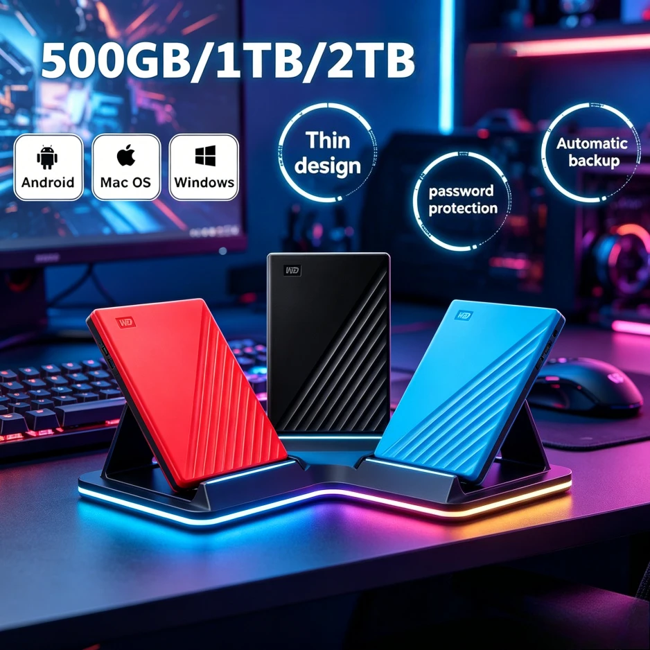 New For WD My Passport External Hard Drive USB 3.0 Portable 1TB/2TB/4TB Encrypted Mobile High-Speed Storage Disk for Computers