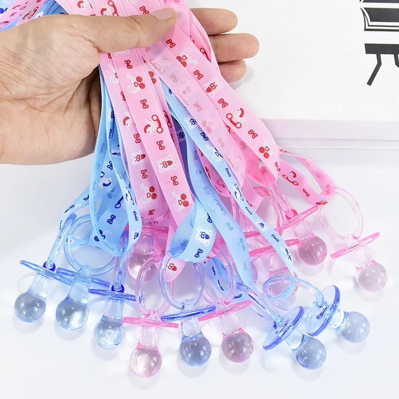 5pcs Baby Shower Pacifiers Necklace Acrylic Baby Pacifiers Party Favors Girls Boys Acrylic Transparent Necklace Party Decoration