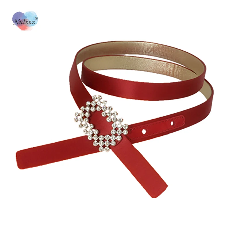 Luxury Brand Belt Female Real Silk with Sheep Skin Inner Top Quality Waist Decoration Fashion Crystle Buckle Ladies Birthday Gif