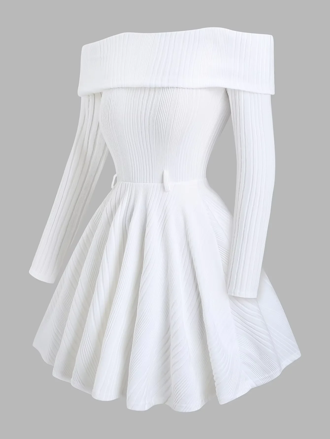 

Large-Sized Women's Off-the-Shoulder Casual Dress with Long Sleeves And Cinched Waist Elegant 2025 Fashion Trend