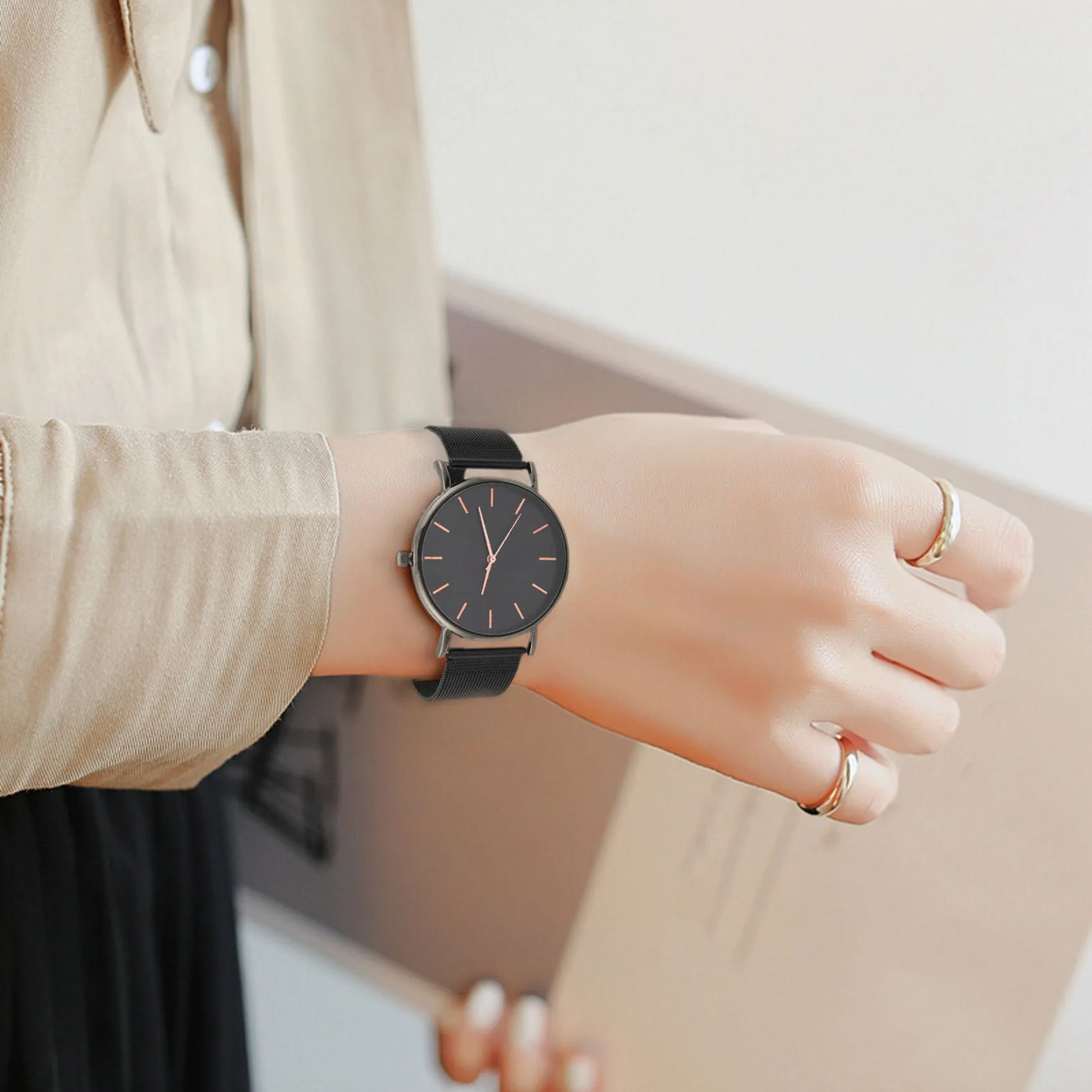 تاريخ الرياضة التناظرية كوارتز ساعة معصم موضة الفولاذ المقاوم للصدأ الرجال Relogio Masculino ساعة اليد الذكور عادية الأسود والذهب الوردي