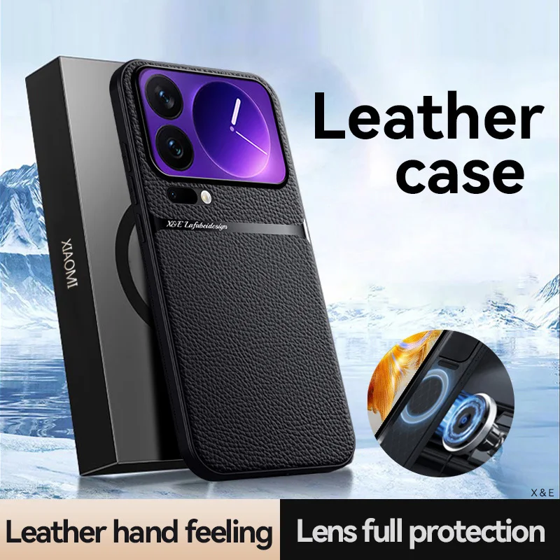 Stoßfeste Lederhülle Coque für XIAOMI 17 Pro Max 15 15T 14 14T 13 13T 12 Pro Ultra Magnetische Schutzhülle Handy-Rückseite