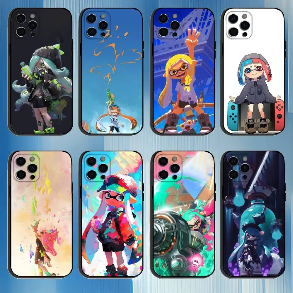 

S-SplatoonS Game Phone Case For iPhone 16,15,14,13,12,11 Plus,Pro Max, Others Soft Black Cover