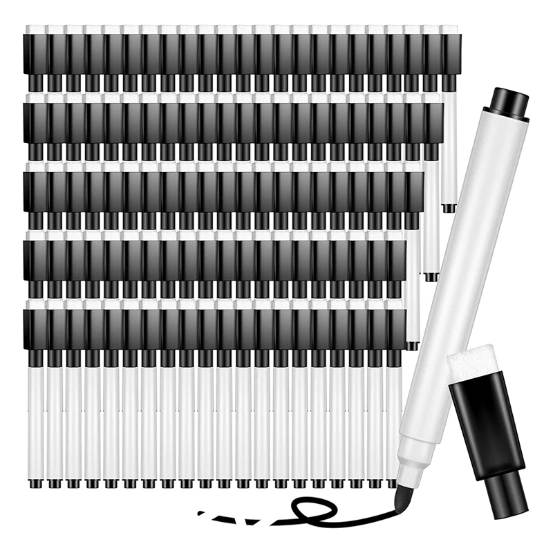 100 Stück magnetische Trocken lösch marker Whiteboard schwarz Trocken lösch marker mit Gummi kappe Feins pitze Trocken lösch marker