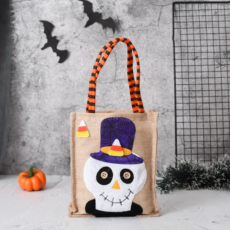 Halloween Non-Woven Bags with Handle，Small Size Reusable Halloween Trick or Treat Tote Bags Candy Bag Grocery Shopping Bags