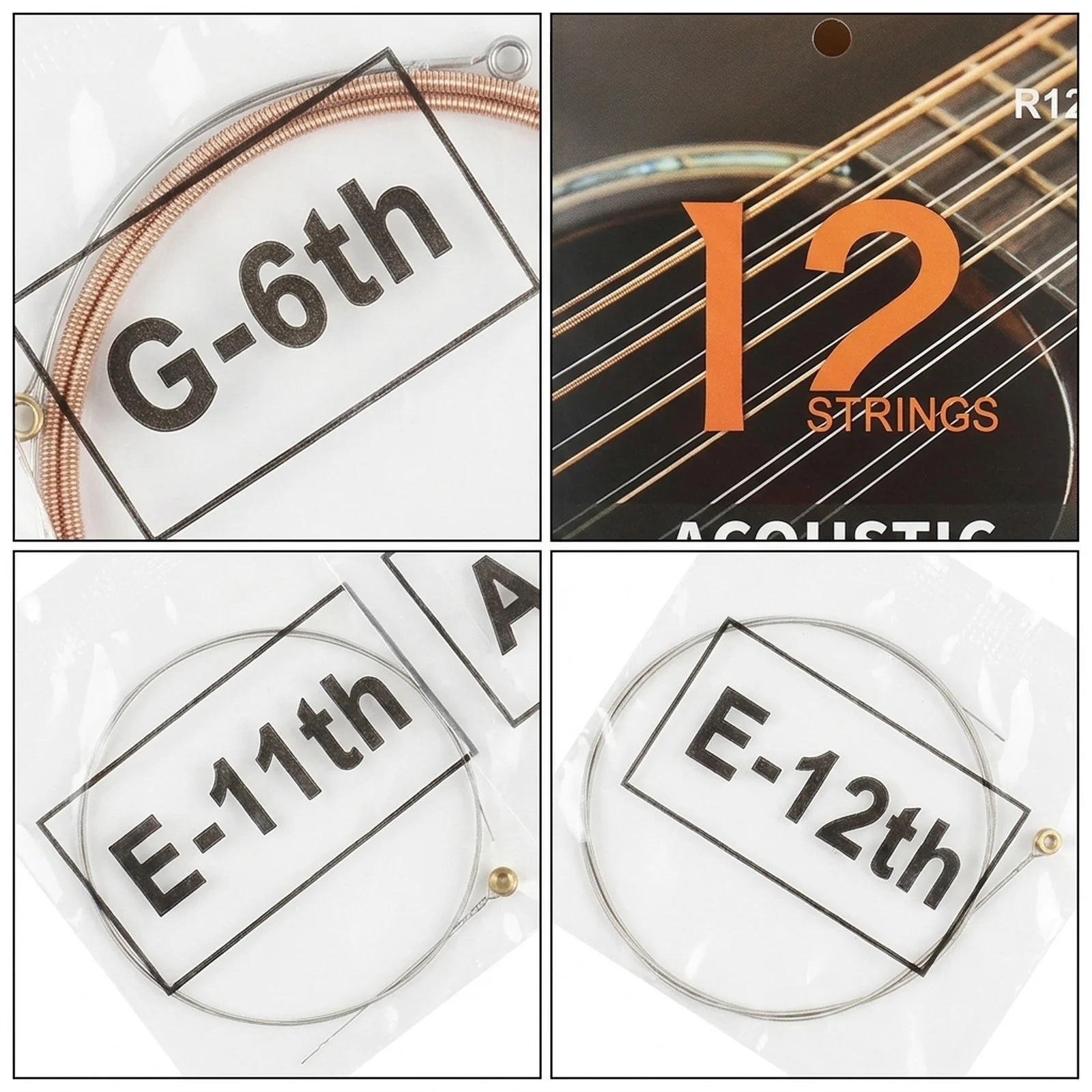 Phosphor for bronze 12 String Acoustic Guitar Strings with PU Coating and Hex Core from Shuffle for Improved Tuning Stability