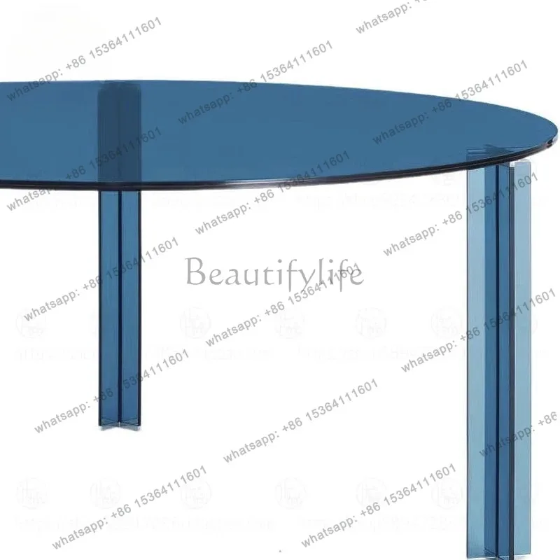 Small apartment crystal coffee table water ripple simple modern household living room Nordic acrylic round edge table