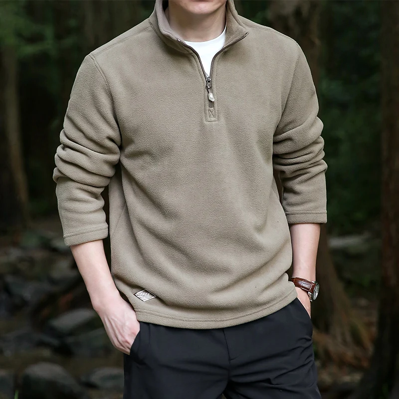 

Spring Autumn Fleece Sweatshirts for Men Windproof Thick Warm Clothing Zipper Men's Long Sleeve Casual Sweatshirts High Quality
