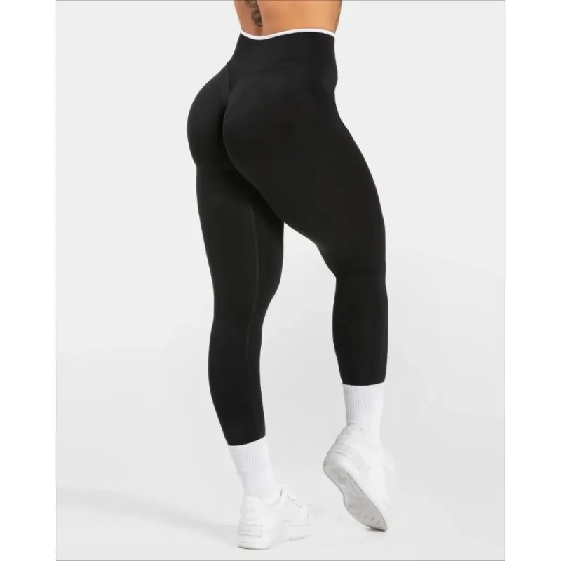 

Women's Seamless Sports Leggings White Edge Waist Tight High Waist Hip Lifting Yoga Pants Gym Running Exercise Solid Color Pants