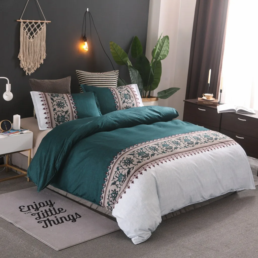 Nordic Pastoral Bedding Set Floral Printed Duvet Cover Set 220X240 Single Double Queeen King Bedclothes Bed Sets Bed Sheet
