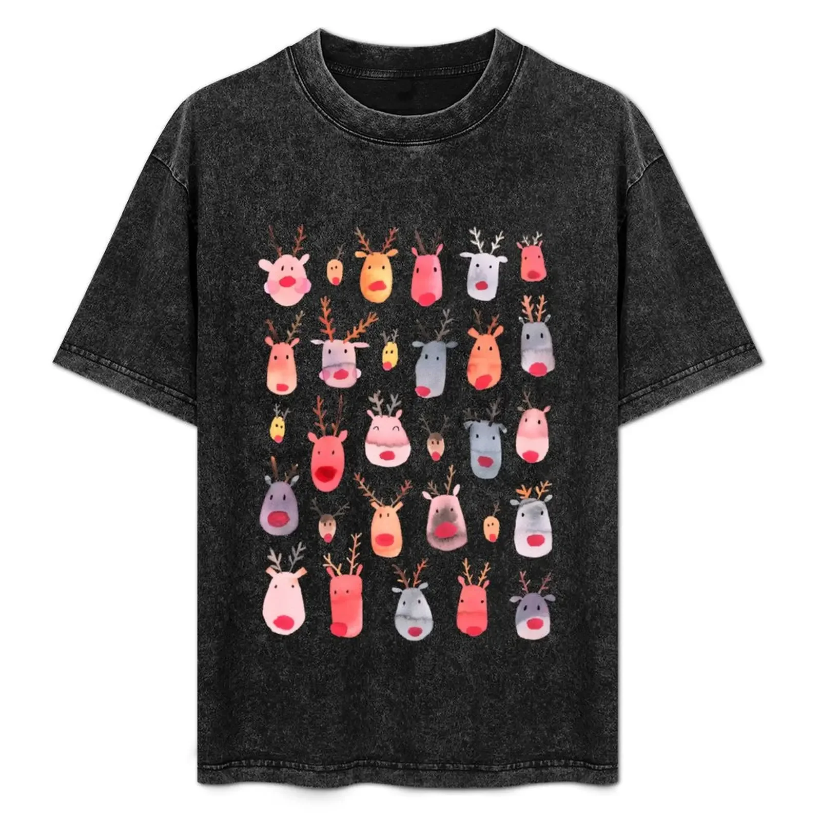 

Reindeers - Animal cuteness - Winter watercolor pattern - Rudolph T-Shirt vintage anime shirt Louboutins clothes Men's t-shirt