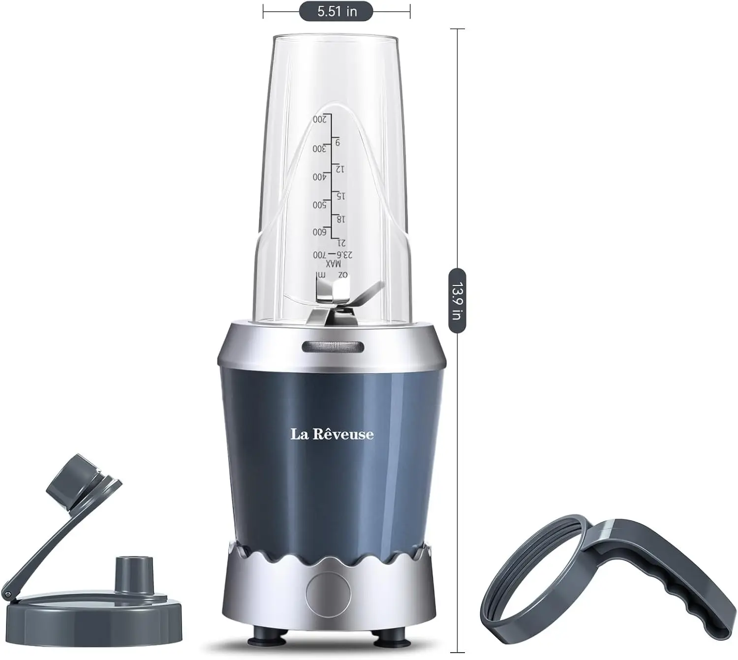 1000W High-Speed Personal Blender with 24oz To-Go Cup – Perfect for Smoothies, Protein Shakes, Frozen Drinks, and Food Prep, Gra