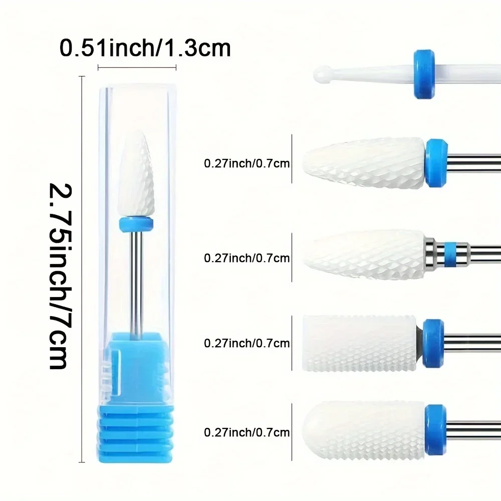 Ensemble de forets à ongles en céramique, fraise pour manucure électrique, limes à maïs à flamme, machine à pédicure, accessoires de polissage, 5 pièces
