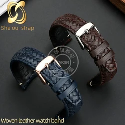 Woven leather  Watch Strap For IWC PILOT'S WATCHES PORTUGIESER PORTOFINO Watch Band 20mm 22mm Arc Interface Watch Chain