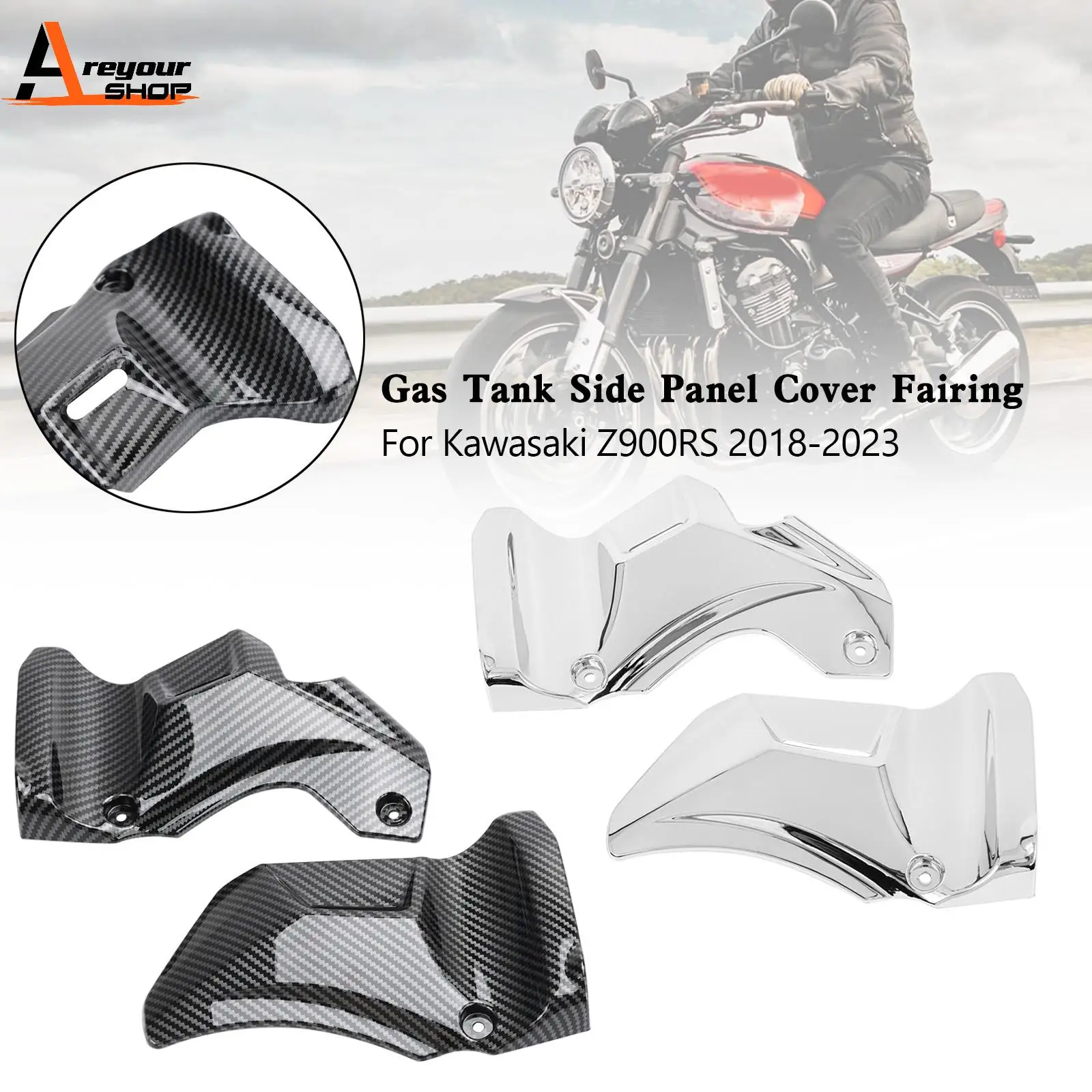 

Areyourshop Gas Tank Side Trim Cover Panel Fairing Cowl For Kawasaki Z900RS 2018-2023