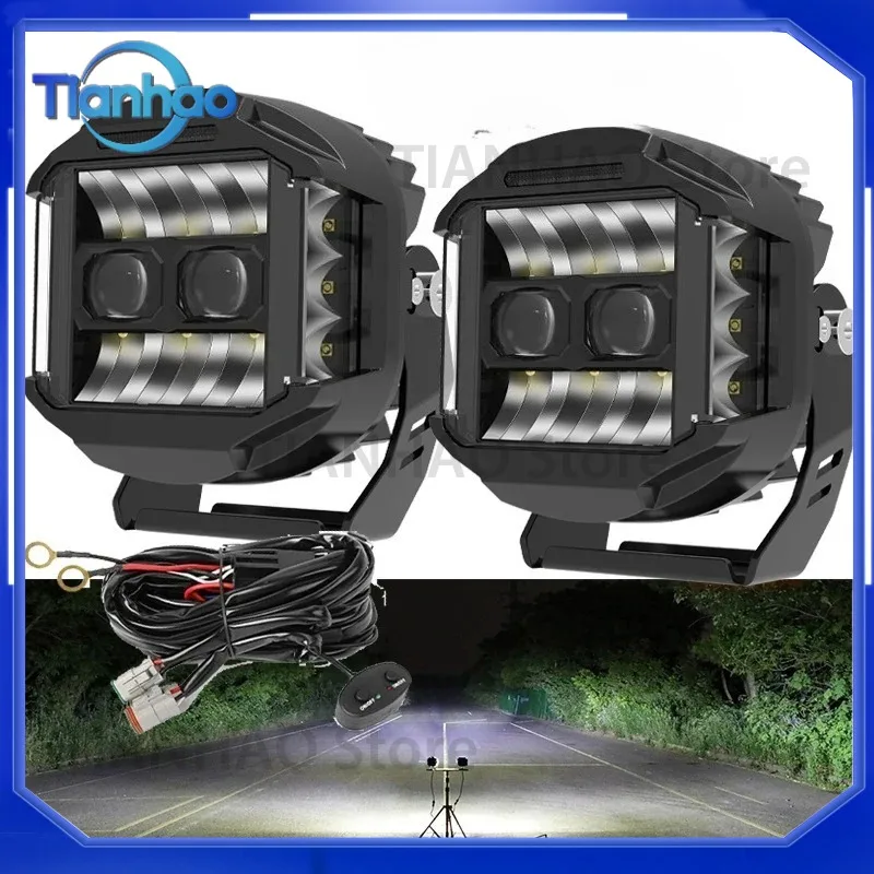 LED Auxiliary Side Shooter Spot Light Kit with DT Wire Harness for Ford Bronco 2021 2022