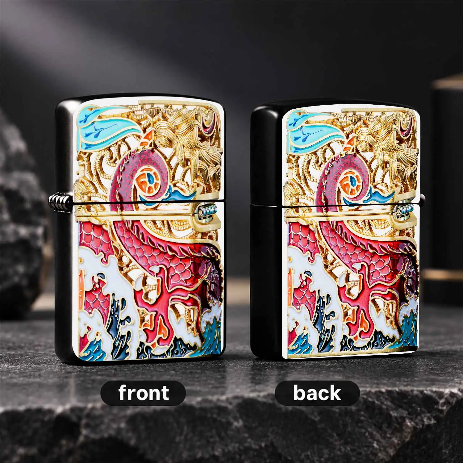 Exquisite Enamel Dragon Lighter Hollow FiligreeCollectible Portable Accessory for Daily Use Gifting Artistic Ornament for Multi-Scene Festive Stylish Premium Present with Vibrant Colorful Traditional Aesthetic A Humorous And Interesting Lig