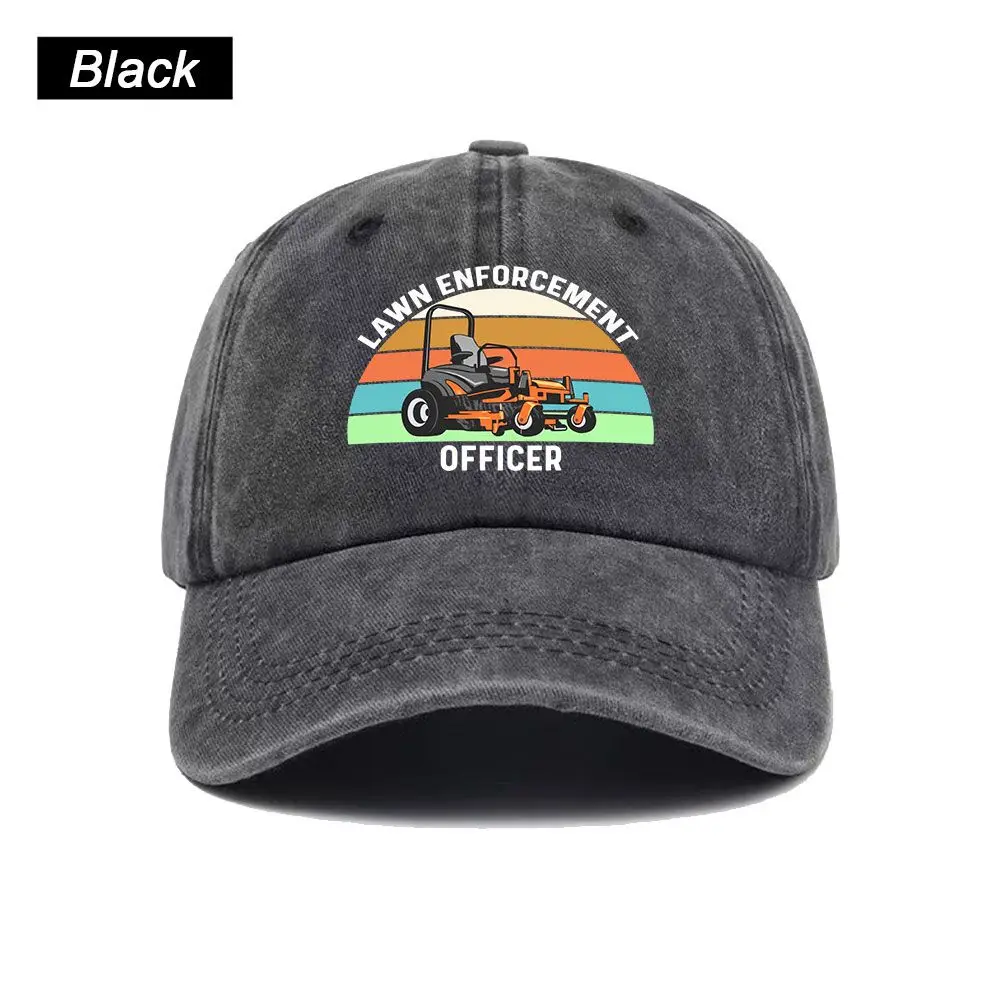 Vintage Washed Baseball Cap Lawn Enforcement Officer Print Graphic Unisex Streetwear Casual Trucker Style Summer Cotton Sun Hat