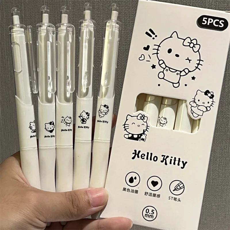 

5Pcs Kawaii Sanrio Neutralizer Pens Hello Kittys Accessories Cute Anime Carbon Pen Student Exam Office Signature Toys Girls Gift