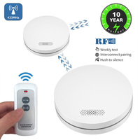 Built-in 10 Year Battery Multiple Devices Interlinked Smoke Detector 433MHz Wireless Connect Remote Control Fire Alarm Sensor