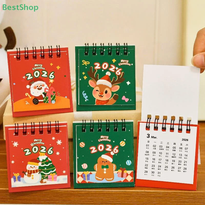 💕2026 Christmas Theme Mini Desk Calendar Creative Portable Coil Calendar Planner For Desk Or Office Use