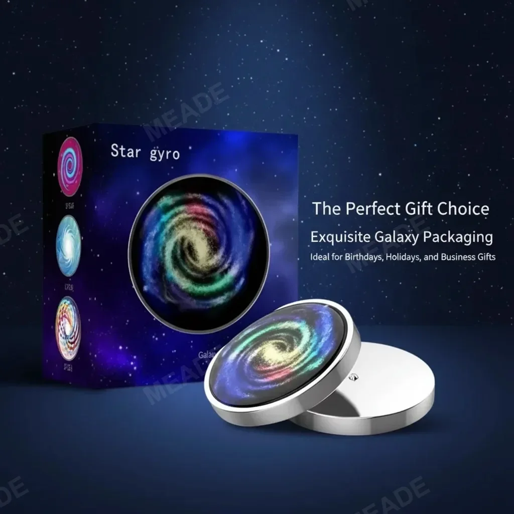 Stainless Steel Decompression Gyroscope Toy Metal Fingertip Rotating Galaxy Star Gyro Desk Toy Stress Relief Adult Gift