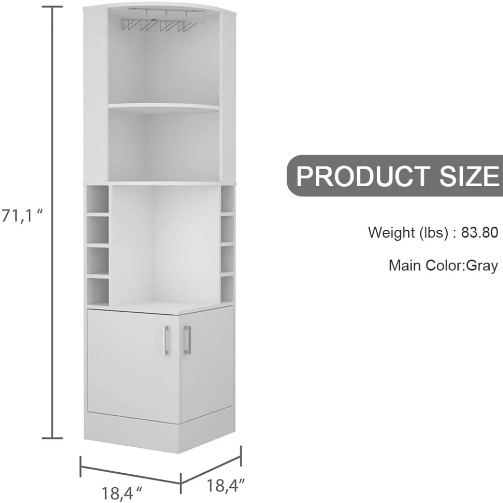 خزانة بار النبيذ على طراز المزرعة باللون الأبيض مع رفوف تخزين ومكعبات للزجاجات والمشروبات #3