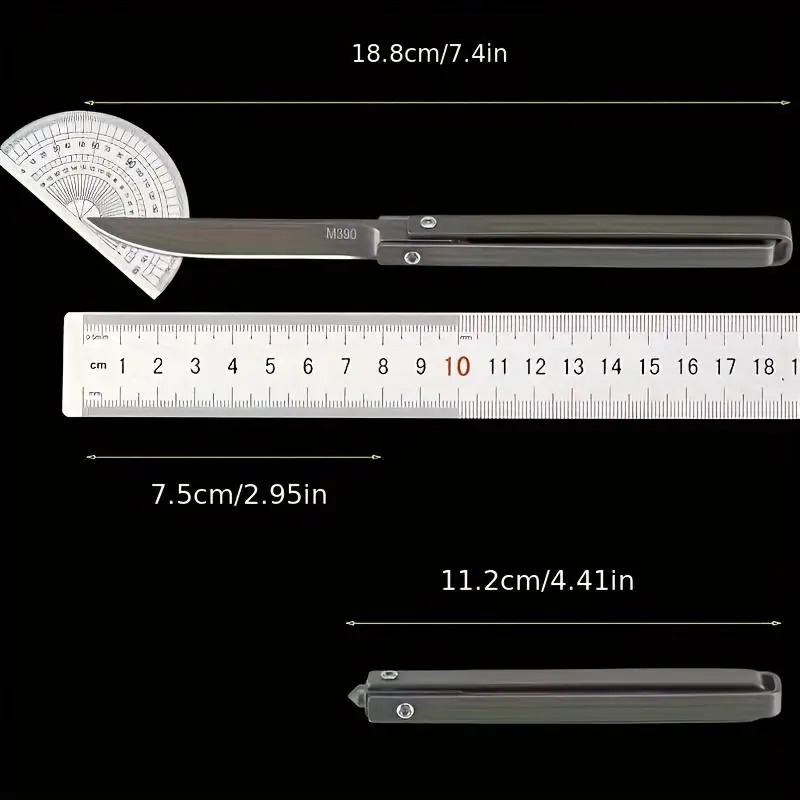 M390 Steel High Hardness Compact Rotating Mechanical Knife - Portable Grip Outdoor Folding Tool with Mini Fruit-Cutting Function for Camping, Survival Use, Rotating Head Mechanism