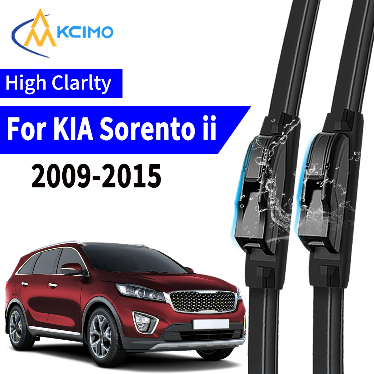 

Premium 2Pcs Windshield Wiper Blades for KIA Sorento ii suv 2009-2015 Easy Snap On Installation Streak Free Cleaning All Weather