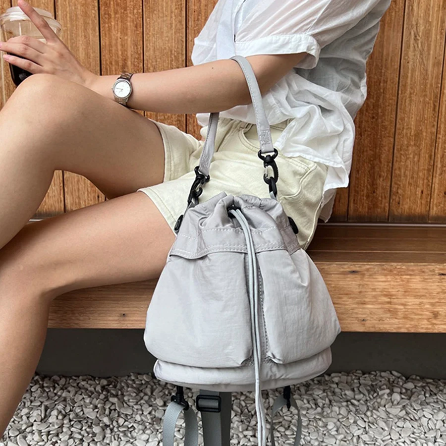 Multi-functional Backpacks casual drawstring shoulder bags simple men/women large-capacity lightweight crossbody bucket bags sac